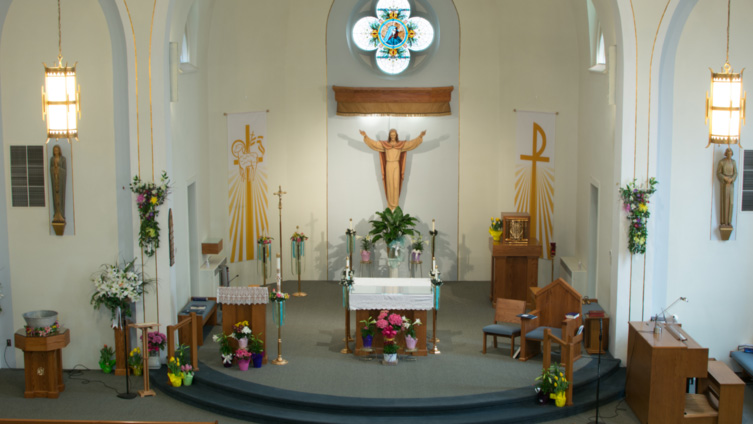 Church Decorated For Easter